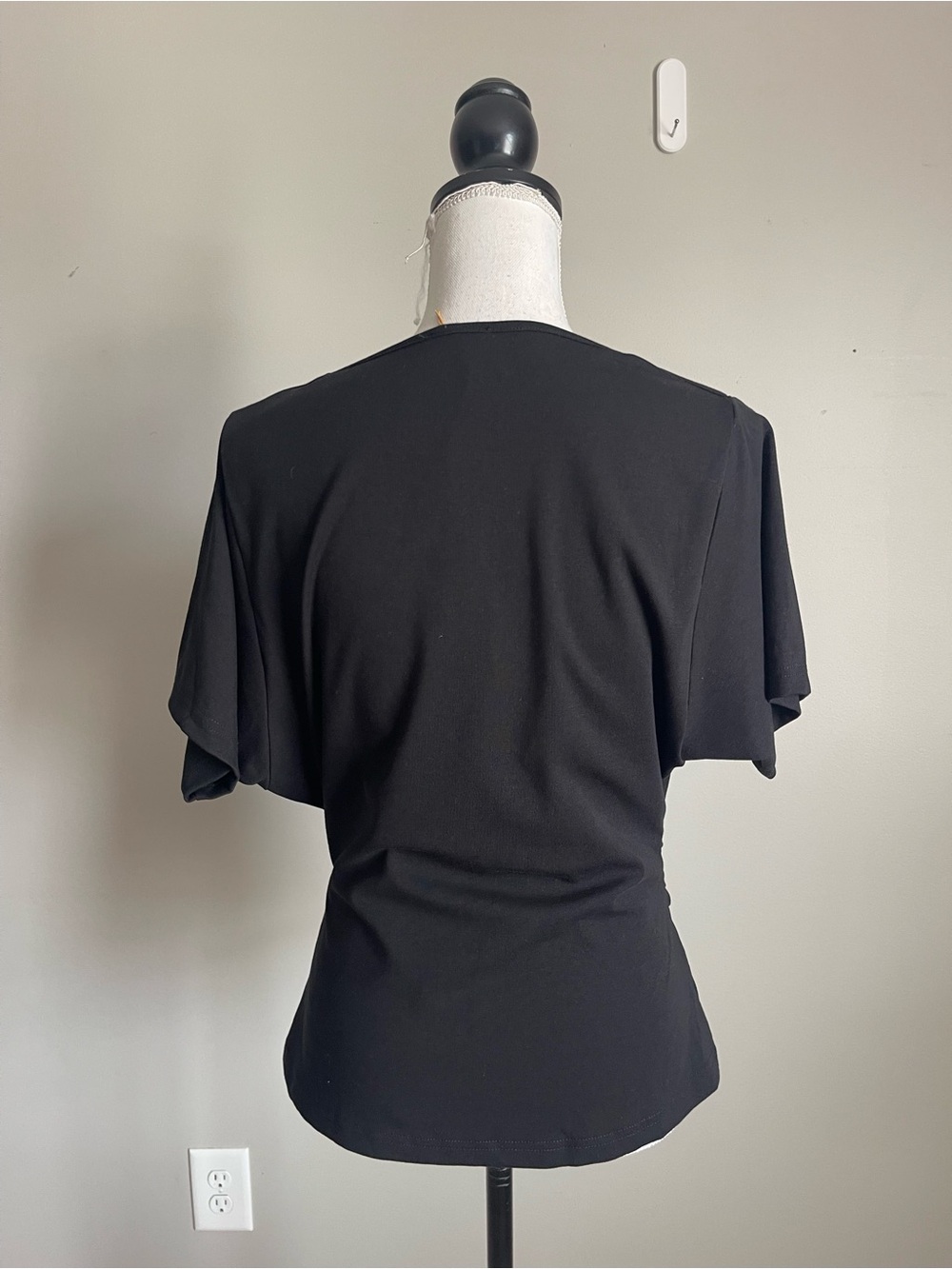 OGL | Black Asymmetrical Cowl Neck Ruched Top Sz L - Picture 8 of 10